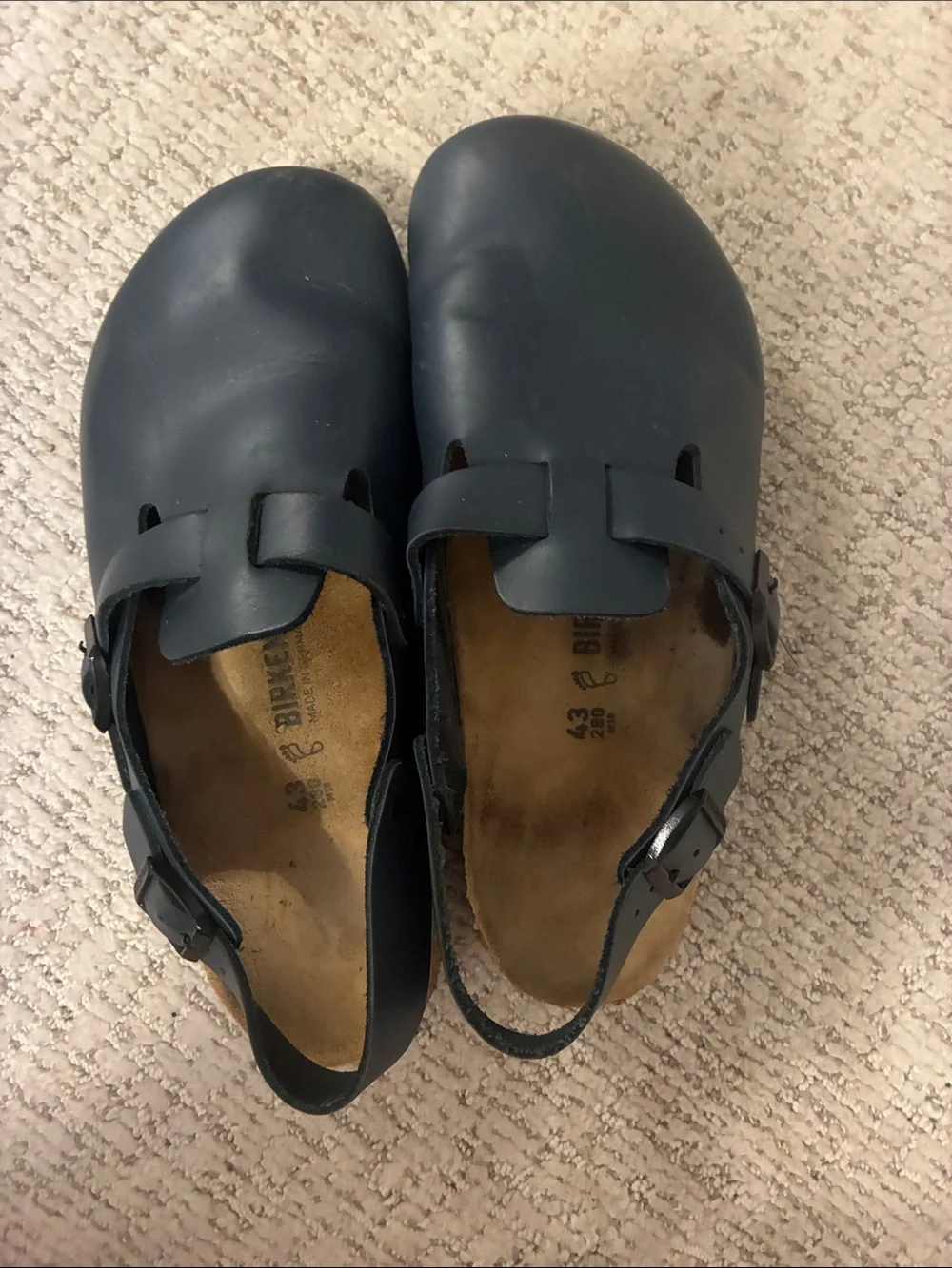 Birkenstock Navy Blue Leather Clogs Slip-On Sandals